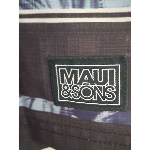 Swim Board Shorts-Maui and Sons, Inc.-Waist Tie-Men's Size 36 - Picture 7 of 16